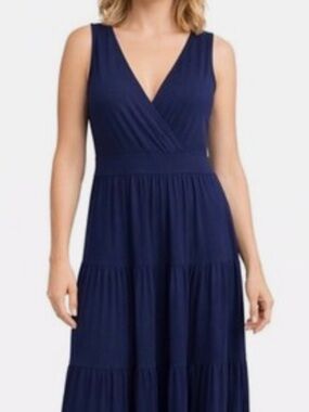 Boden Sleeveless Navy Wrap Maxi Dress size 10